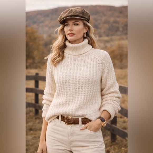 Lauren Ralph Lauren Sweaters - LAUREN Ralph Lauren Womens Sweater Sz Large Ivory Alpaca Wool Blend Turtleneck